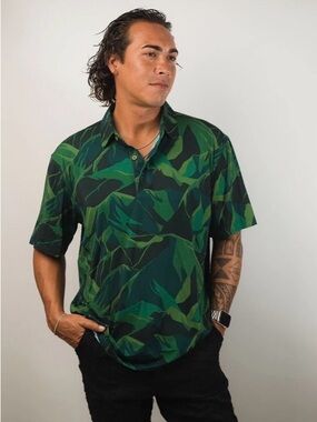 Men's Green Camouflage Short-Sleeve Polo